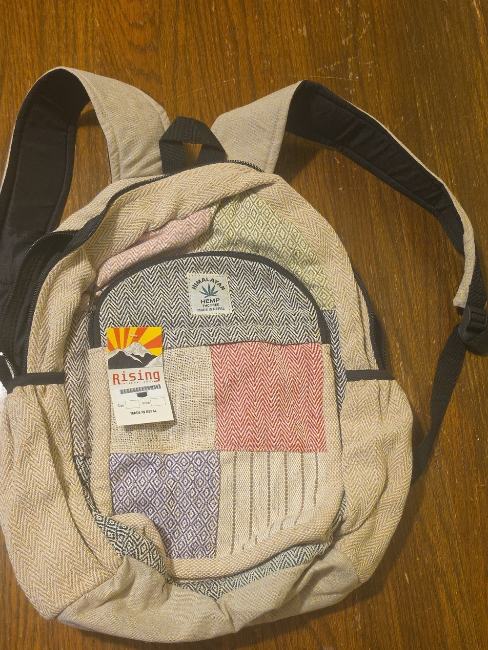 Rising Hemp Patchwork Beige Multi-Color Men's Backpack